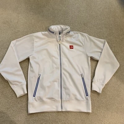 The North Face Full Zip Hooded White Jacket Pockets Mens Size S Red Logo Japan - Image 1 of 4