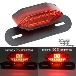 Universal Motorcycle Tail Light Integrated Turn Signal Brake License Plate Red - Picture 1 of 11