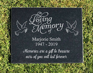 Personalised In Loving Memory Granite Memorial Grave Plaque Headstone - Doves
