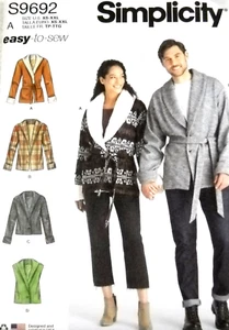 Jacket Vest Belt Unisex Size XS-XXL Simplicity 9692 Sewing Pattern - Bild 1 von 3
