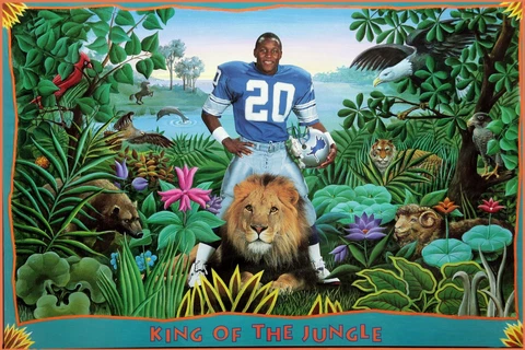 DETROIT LIONS BARRY SANDERS "KING OF THE JUNGLE" 20X30 POSTER PRINT Cover