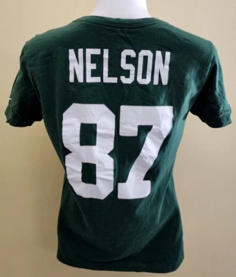 绿湾包装工队 Jordy Nelson 耐克 NFL 足球衬衫 Shirsey 二手女式 L — 第 1/4 张图片