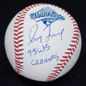 Greg Maddux 95 WS Champs Signed 1995 World Series Logo Baseball MLB Holo - Picture 1 of 3