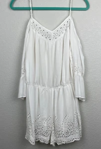 American Eagle Strampler Damen groß weiß bestickt Ösen Landhaus Boho Blumen - Bild 1 von 11