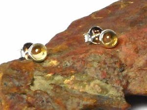 Round CITRINE  Sterling  Silver  925  Gemstone  Stud Earrings -  5 mm - Picture 1 of 4