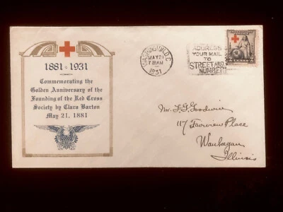 DC WASHINGTON MAY 21 1931 FDC #702 RED CROSS ED HACKER CACHET - Image 1 of 2