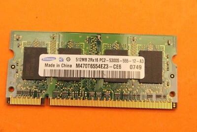 512 MB DDR2 RAM 200-pin SO-DIMM 2Rx16 PC2-5300S Samsung M470T6554EZ3-CE6 - Image 1 of 3