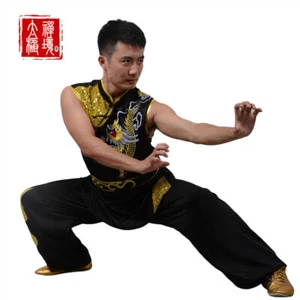 Sleeveless Kung Fu Martial Arts Uniform Tai Chi Nanquan Suit Dragon Embroidery - Picture 1 of 8