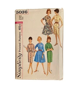 Modello abito vintage semplicità 5036 NON TAGLIATO taglia 12 bottoni varianti anteriori - Foto 1 di 3