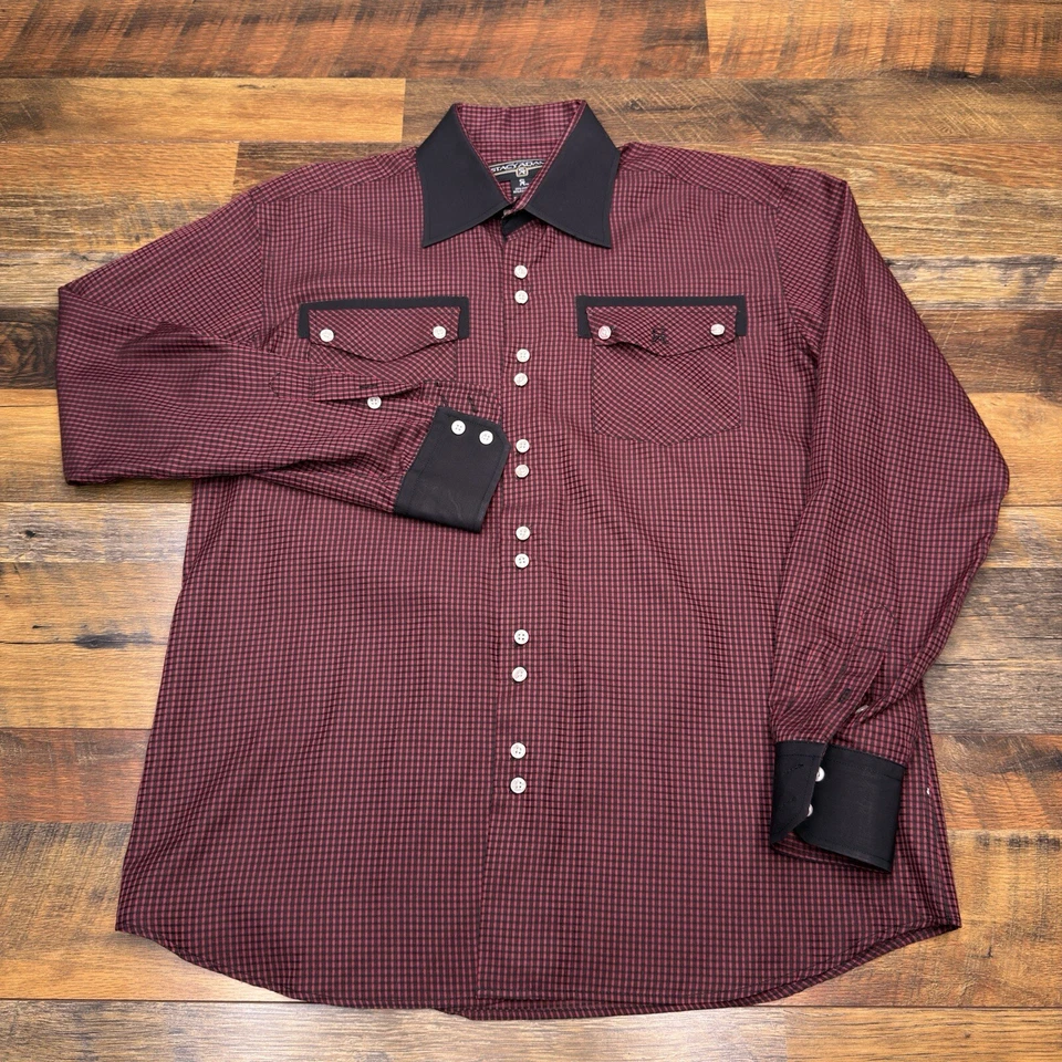 Camisa de vestir Stacy Adams para hombre grande roja con botones Foto 1 de 4