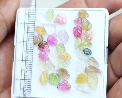 Natural Mix Carving Pear Leaf Shape Blue Carved Gemstone for Jewelry 14.00 Ct - Image 1 of 3