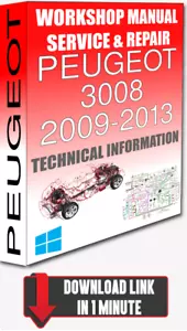 Service Workshop Manual & Repair PEUGEOT 3008 2009-2013 +WIRING #QUALITY - Picture 1 of 1