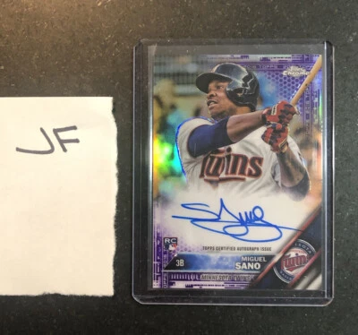 2016 Topps Chrome MIGUEL SANO PURPLE REFRACTOR AUTO RC /250 - Send Offers - Image 1 of 2