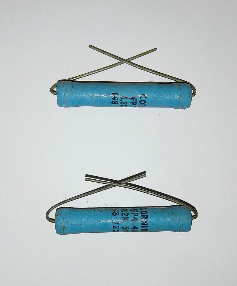 2 x Vintage CORNING Wire Wound Resistor FP4 4W 1.2K 5% 148 7208 New / Old Stock - Image 1 of 1