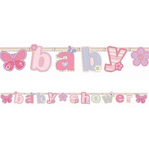 Carter's Baby Girl Butterfly Pink Baby Shower Party Decoration Jointed Banner - Picture 1 of 1