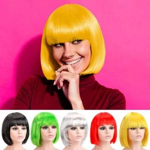 Lady Girl Bob Wig Women's Short Straight Bangs Full Hair Wigs Cosplay Party Sexy - Picture 1 of 18