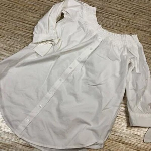 2759 Saks Fifth Avenue Off-Shoulder Baumwoll Top WEISS Gr. XS Neu ohne Etikett - Bild 1 von 2