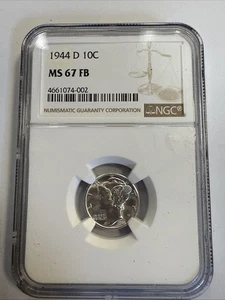 1944 - D  MERCURY DIME NGC MS-67 FB - Picture 1 of 4