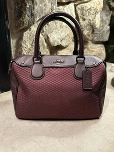 Coach F57242 Mini Bennett Satchel Legacy Jacquard Handbag - Burgundy/Bordeaux - Picture 1 of 7