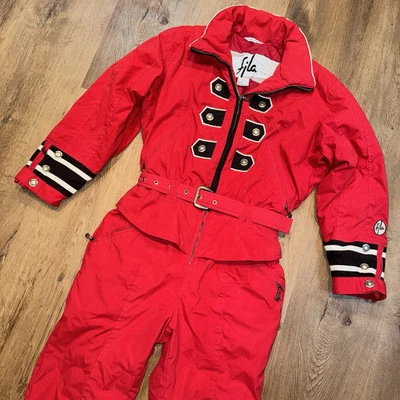 Womens Fila Ski Suit One Piece Snowsuit Snow Bib Jumpsuit Red Vintage 90s sz 8 - Image 1 of 4
