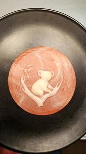 Vtg Genuine Marlestone Handcrafted Trinket Box lid, Cultured Marble, Koala Bear - Bild 1 von 4