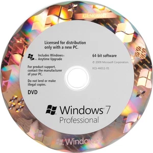 MICROSOFT Windows 7 Professional 64 Bit DVD, NO COA - Picture 1 of 1