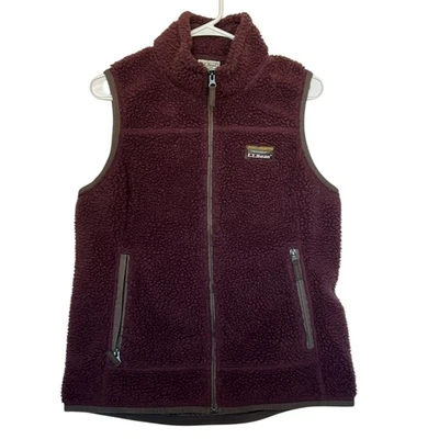 LL Bean Women’s Mountain Pile High Fleece Vest​ Size Medium Maroon - Image 1 of 4