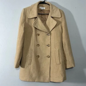 Katherine Kelly Women's Double Breasted Camel Hair Overcoat Size 8 Brown - Picture 1 of 11