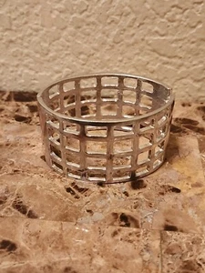 Nuevo Brazalete Brazalete Plateado Jaula Cuadrado Ancho - Imagen 1 de 6