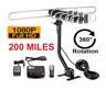 200 MILES OUTDOOR TV ANTENNA MOTORIZED AMPLIFIED HIGH GAIN dB HDTV  UHF VHF FM
