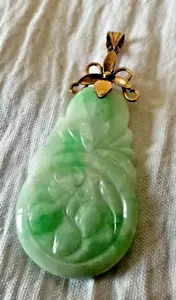 Ciondolo giada intagliata in oro 14 kt vintage - Foto 1 di 7