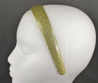 Gold glitter faux leather sparkly 1" wide headband hair band accessory - Image 1 of 4