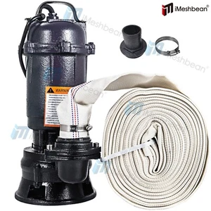 2HP Submersible Sump Pump 1500W Cast Iron Sewage Pump 6498GPH w/66ft Hose 220V - Picture 1 of 17