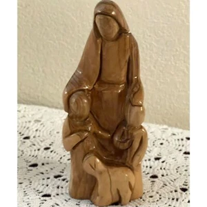 Figurine sculpture Bible Terre Sainte sculptée à la main Jésus et petits enfants en bois d'olivier - Photo 1 sur 10