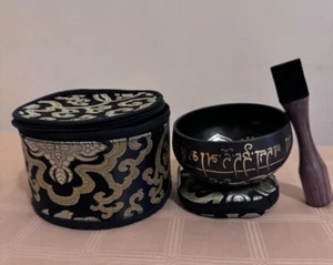 Silent Mind - Tibetan Singing Bowl / Black gratitude Bowl With Case - Picture 1 of 3