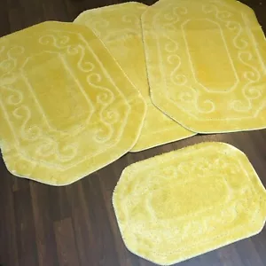 ROMANY WASHABLE GYPSY MATS 4PCS SET TOP QUALITY NON SLIP LEMON TRAVELLERS MATS - Picture 1 of 4