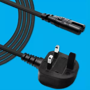 5m Black Power Lead / Mains Cable Figure of 8 IEC C7 Connector 3 Pin Plug - Picture 1 of 2
