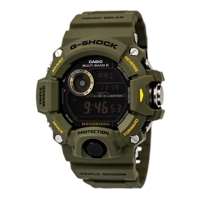 Casio Men's Watch G-Shock Black Digital Dial Olive Resin Strap Chrono GW9400-3 - Image 1 of 4