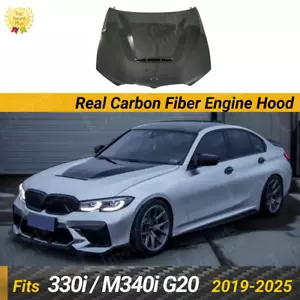 REAL CARBON FIBER Vented M2-CS Style Hood Cover For BMW 2019-2025 G20 330i M340i - Picture 1 of 9