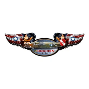 B-24 Liberator Winged Oval Metal Sign - Hand Made in USA with American Steel - Picture 1 of 1