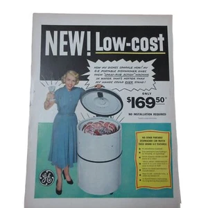 1950 General Electric Portable Dishwasher / Koroseal Fabrics - Vintage Print Ad - Picture 1 of 4