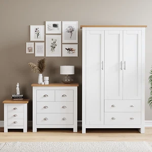 Bedroom Furniture Set Chest of Drawers Wardrobe Bedside Cabinet Table 3 Piece - Picture 1 of 47