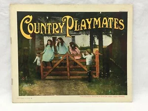 Adorable Antique Children's Book COUNTRY PLAYMATES Great Color Images 12.25x9.75 - Picture 1 of 12