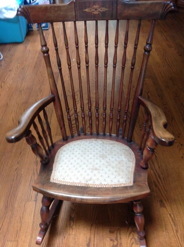 Fruitwood rocking chair-vintage w/ ulpolstered seat Cover