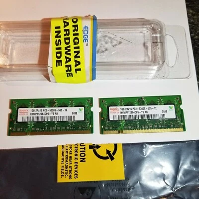 Hynix 2GB (2x1GB) 2Rx16 PC2-5300S DDR2-667MHz SODIMM Laptop Memory - Image 1 of 3