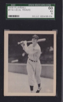 1939 PlayBall  America, Senators, Short Stop , Cecil Travis #114 - SGC 5/ 60 EX - Image 1 of 4