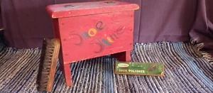  Red Vintage Shoe Shine Box Wood - Picture 1 of 12