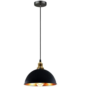 Elegant Pendant Light Black Gold - Retro Hanging Lamp 21cm for Kitchens and Bars - Picture 1 of 14