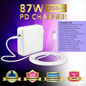 USB C Charger for Macbook Pro 16, 15, 13 inch 2020, 2019, 2018, 2017, 2016 - Picture 1 of 1