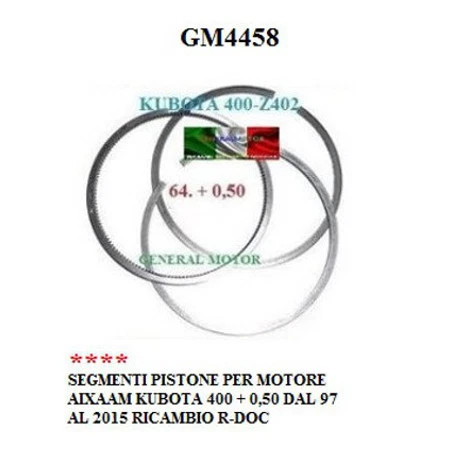 SERIE SEGMENTI PISTONE + 0,50 AIXAM KUBOTA DAL 97 AL 2015 GM4458 - Immagine 1 di 1